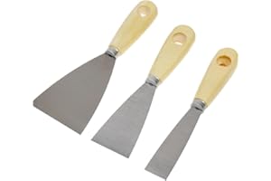 D.A.Y. REPUBLIC 3 Piece Wallpaper & Paint Scraper Tool Set, Wooden Handle and Metal Blade, Perfect DIY Decorating Paint Removal Scraper Tool Set, Great for Filling, Drywall, Putty, Joints 1” 2” 3” 76mm 50mm 25mm