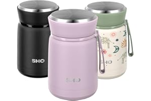 SHO Food Flask - Vacuum Insulated, Double Walled Stainless Steel Food Flask & Food Container - 10 Hours Hot & 20 Hours Cold - 530ml 800ml - BPA Free (Pale Lavender, 530ml)