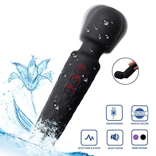 Preisvergleich Produktbild Wand Massagestab, FLYHANA Zauberstab Massagegerät, Kabelloser Massagestab, Stärkste Therapeutische Vibrationskraft, Magischer Stressbefreier für Muskelschmerzen und Erholung Sportprogramm, Schwarz