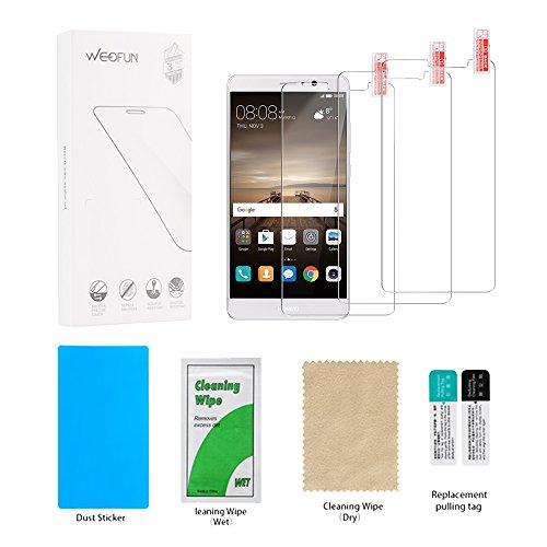 3 Unidades Huawei Mate 9 Protector de Pantalla  WEOFUN Cristal Templado para Huawei Mate 9 Vidrio Templado Protector 5 9 Pulgadas  0 33mm  9H Dureza  Alta Transparencia 