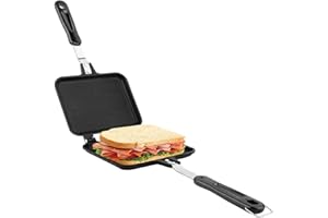 Tomotato Poêle à Frire Double Face, Poêle à Frire Antiadhésive avec Poignées Résistantes à la Chaleur Gaufrier En Fonte D'aluminium Sandwich pour la Cuisine à Domicile, Petit-Déjeuner