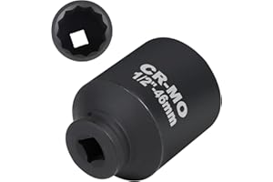 MIGUBIGU 1/2" Chiave Bussola 46mm a 12 Punto, Set di Bussole a Impatto, Bussola Poligonali a 12 Punto, Set di Dadi Multidenti in Acciaio Cromo Vanadio