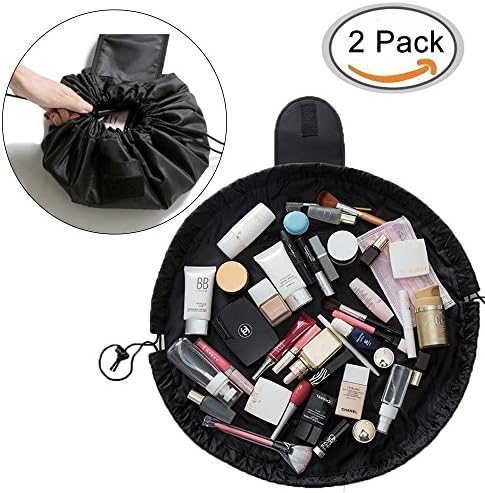 MLMSY Makeup Bag Drawstring Portable Travel Small Cosmetic Bag Magic Makeup Pouch Toiletry Bags Makeup Storage Organizer Perfect for Women Girls (2 Pack)