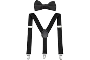 CXNXFD Kinder Hosenträger Fliege Set, Kinder-Hosenträger mit Elastischer Y-Form Verstellbar mit Clips