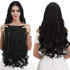 UD CRAFT WIG 5 Clip 1 Piece Curly Hair Extensions for Women and Girls , 22 Inch 150 g , Black