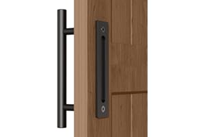 QINAIXQM Maniglia per porta scorrevole, 24 cm, per porta del fienile in legno, porta dell'armadio, colore nero