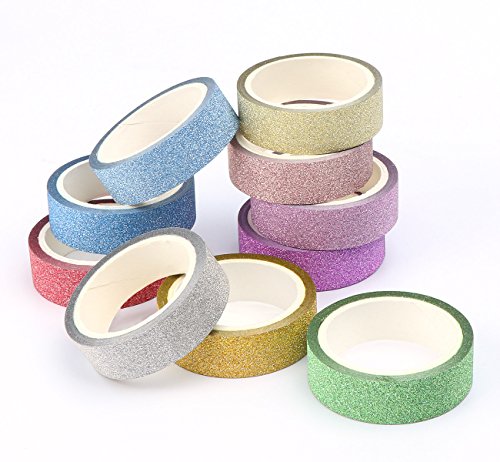 ilauke 10x Dekorative Regenbogen Klebeband Papier Washi Dekoband Masking Maskierung DIY Tape Sticky Kleber Scrapbooking - 8
