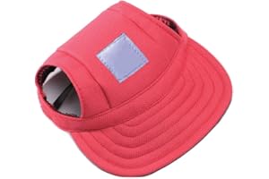 SHTGOI Casquette de baseball pour chien - Protection solaire - Chapeau de protection solaire - Chapeau de soleil - Casquette pour chien - Avec trous d'oreille et sangle de menton réglable - Rouge