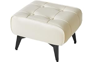 YMYNY Ottoman, Konstläder puff soffpall, modern multifunktionell accentbord för sovrum, vardagsrum 40 x 30 x 26 cm vit HBD037