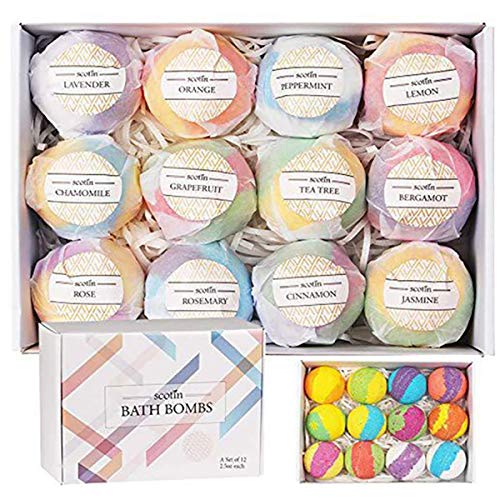 Chucalyn Bombe da Bagno Profumate 12 × 80g Bombe da Bagno Ricche e Colorate Bath Bomb Idratante Bombe Bagno Naturali e Organiche Kit Cofanetto Regalo per la Festa della Mamma