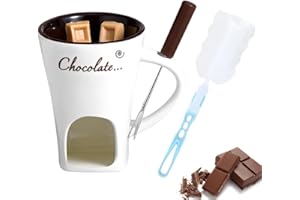 FEIFANCHOICE Chocolate Fondue Mug, Chocolate Melting Cup with Fork, Melting Chocolate Mug, Fondue Set for Office School Home, Cheese Fondue Sets, Sweet Fondue Cup for Valentine's Day Gift (No Candle)