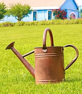 WEQUALITY Copper Watering Can for Outdoor&Indoor?Metal Plant Watering Can?1 Gallon?130oz? Galvanized Steel Gardening Tools?Antique Copper Colored.