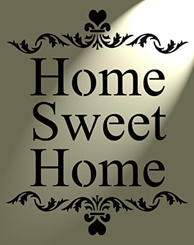Shabby Chic Rustic Stencil Home Sweet Home Heart Vintage Style A4 297x210mm Wall Art