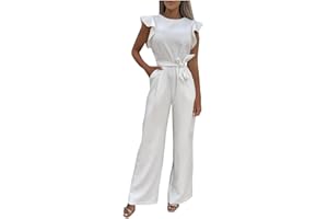 SCBFDI Jumpsuits Pour Femmes Soirée Couleur Solide Ceinture Taille Haute Rompers Droit Slim Tempérament Business Jumpsuits