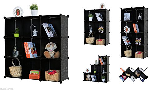 Kronenburg Regalsystem Steckregal Schrank Regal Kleiderschrank Garderobe – 184 x 148 x 37 cm – Schwarz Dekor - 5