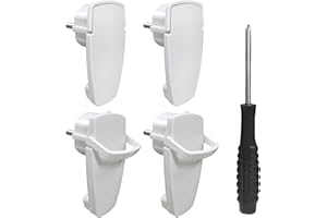 HITRENDS Lot de 4 fiches Schuko plates - Fiche coudée 230 V - Fiche d'alimentation avec poignée rabattable - Fiche de contact de protection - Protection contre les éclaboussures et durable - IP44 - Incassable