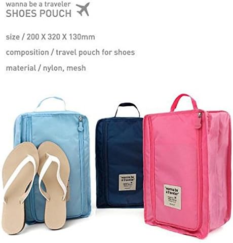 HOMIES INTERNATIONAL Nylon Polyester Multi-Purpose Waterproof Foldable Travel Shoe Pouch for Dry and Wet Shoes Slippers for Beach (30 x 20.5x 11 Cm, Multicolour, Will Be Send as per the Availability)