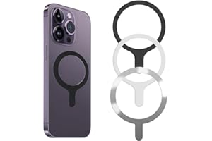 BIRWUMI Pack of 3 Metal Rings Attach to Car Phone Holder, Magnetic Wireless Charger Universal, 3 Round Adhesive Plates, Q-shaped Magnetic Ring