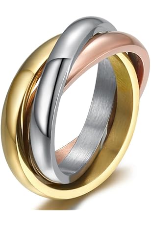 Bijou Symbolique Union Bague Anneaux Entrelacés Plaqué Or 18k