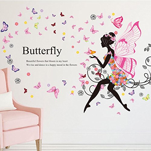 Oyedens Neue SchöNe Schmetterling Blumen-Fee Aufkleber Schlafzimmer Wohnzimmer WäNde - 3