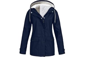 SoonerQuicker veste de pluie solide pour femmes outdoor plus imperméable à capuche imperméable coupe-vent enceinte poilue grande taille mode col v veste motard veste de sport en plein air imperméable