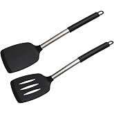 Set of 2 Silicone Kitchen Spatulas, Heat Resistant Kitchen Utensils, Non-Stick Silicone Spatula for Kitchen and Frying Pan