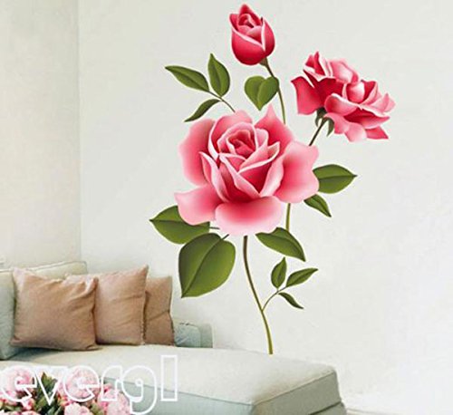 Zooarts 3D-Wandtattoo mit Rosen-Motiv, Blumen, aus Vinyl, abnehmbar - 5