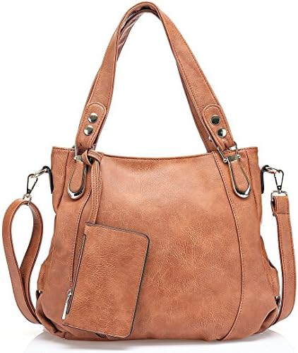 Women Tote Purse Handbag by IN ANGEL PU Leather Women Top Handle Shopper Cross Body Shoulder Bag Brown