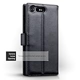 Xperia XZ Premium Case, Terrapin [ECHT LEDER] Brieftasche Case Hülle mit Standfunktion Kartenfächer und Bargeld für Sony Xperia XZ Premium Hülle Schwarz - 