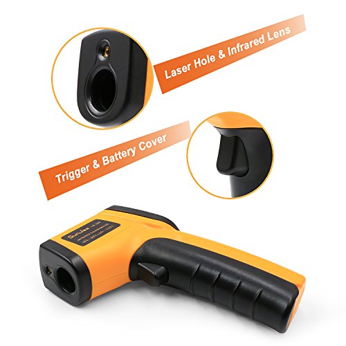 SUNJAS Infrarot Laser Temperaturmessgerät -58 bis 716°F(-50 bis 380°C) Berührungslos Thermometer Digital LCD Funk (mit Batterien) - 3