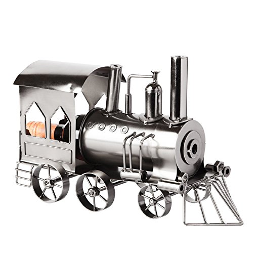 BRUBAKER Flaschenhalter Lokomotive Metall Skulptur Geschenk mit Geschenkkarte - 2