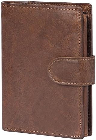 GTUKO Men'S Wallet Multi Card Crazy Horse Leather Retro Casual Short Wallet Cowhide Men'S Bag , Coffee