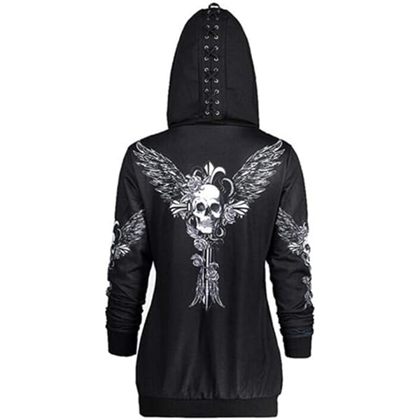 T-shirt Manches Longues Femme Halloween - Imprimé Tête De Mort, Coupe Loose Décontractée - En Coton, Pour Automne