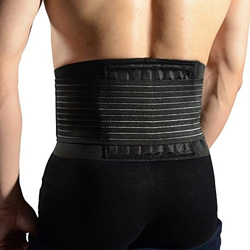 CMXING Adjustable Waist Trimmer Ab Belt with Lumbar Support Superior Quality &amp; Design for Abdominal Weight Loss Men and Women - Black (Medium)