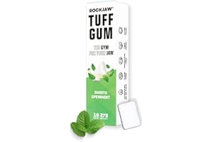 ROCKJAW® Hard Jawline Gum - Tuff Gum 2.0 with B Vitamins (Stim-Free) - 10 Pack - 100% Xylitol, Aspartame-Free, Sugar-Free (Smooth Spearmint)