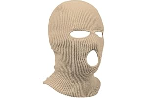 HIDRUO Blue Ski Mask, 3-Hole Full Face Mask Cover, Winter Balaclava Cap Knitted Face Cover for Outdoor Sports