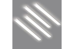 HUMIGA 4 Pack 4FT LED Batten Light, 40W 3600LM Slim Profile Wide Tube Lighting for Ceiling of Indoor Home Garage Shop Office, PC Body,Neutral White 4000K