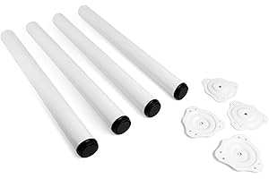 VERDU Patas para Mesas - Juego De 4 Patas Mesa De Acero De Alta Resistencia, ø60mm, Altura De 710mm, Regulación hasta 10mm, Soporte Superior En Zamak, Varios Acabados Disponibles (Blanco)