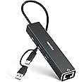 RSHTECH 10Gbps USB C Hub with Ethernet Adapter, Aluminum 4-Port USB 3.2 Splitter with Gigabit Network Adapter & 3x 10Gbps USB Data Port (2A+1C), Driver Free, RSH-ST310