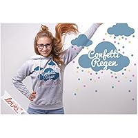 Hoodie Print Confetti Regen Grau melliert Kapuze langarm