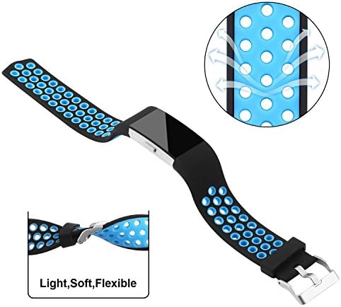 Fitbit Charge 2 Straps,Adjustable Soft Flexible Bands for Fitbit Charge 2 Sports Smartwatch Fitness Wristband Two-Tone (BLUE/BLACK)