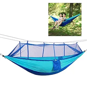 Hammock Accessories, Light Weight Camping Hammock, Waterproof Beach Yard for Camping Outdoor(Sky Blue and Blue 260 * 140)