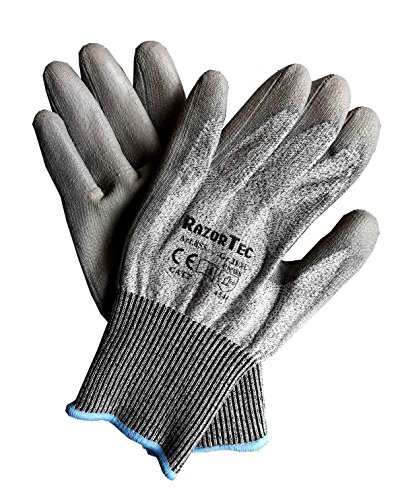 2 Paar RazorTec 855 Premium Schnittschutzhandschuhe Gr 7/S, Schutzklasse 5, Arbeitshandschuhe Montagehandschuhe mit PU Beschichtung EN 388 4544, Handschuhe - 2
