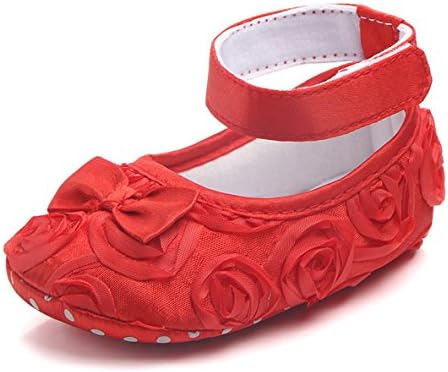 Baby Girls Anti-slip Prewalker Infant Toddler Sandal Princess Flower Crib Candy Shoes (12cm, Red)
