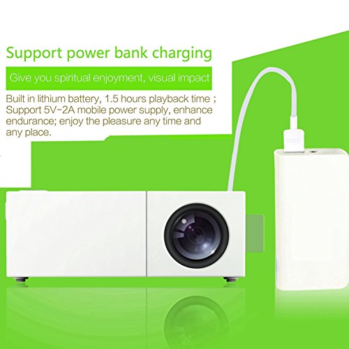 Video Beamer, HuiHeng Portable LCD Projektor YG310 Heimkino Media Player Beamer Unterstützung PC Laptop Smartphone Xbox mit USB / SD / AV / HDMI Eingang Eingebaute Lithium Batterie - 4