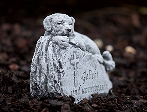 Grabschmuck Grabstein Hund „Geliebt und unvergessen“, frost- und wetterfest bis 30°C, massiver Steinguss - 2