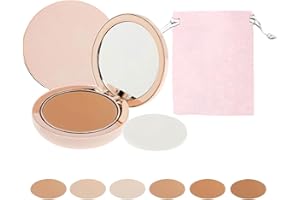 QKLOVNI CC Cream Compact LSF 50+, CC Cream Make-up, langanhaltend, wasserdicht und schweißfest, Concealer Set Up Puder, mit Spiegel & Make-up-Tasche (Mittelbraun)
