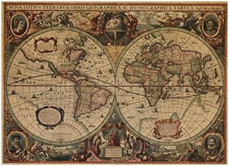Pygex(TM)Vintage Poster Globe World Map Moon Lunar Poster Map Wall Sticker Wallpaper Art Posters Vintage Retro Paper