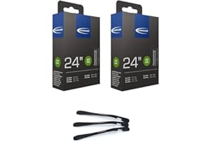 Schwalbe AV9 A - Juego de 2 cámaras de aire para bicicleta (40 mm, 24 pulgadas, incluye 3 desmontadores de neumáticos MSZweirad de metal)