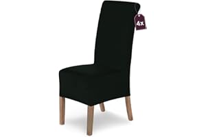 ‎SH SCHEFFLER-HOME LIVE HOMESTYLE SCHEFFLER-Home Stuhlhussen 4er Set Lena Schwarz/elastische und langlebige Hussen für Stühle/Robustes Freischwinger Hussen Set/Stuhlhussen Stretch/Stuhl Hussen waschbar